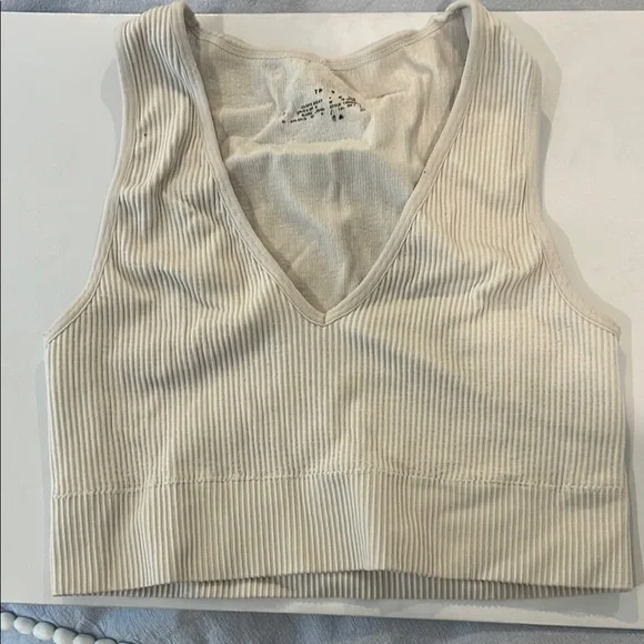 Garage Cream Ribbed Crop Tank Top - Picture 1 of 1